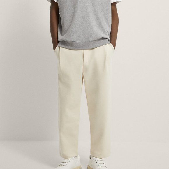 ZARA MAN ECRU TECHNICAL FABRIC PLEATED JOGGER EFFECT PANT TROUSERS $69.90 - Picture 7 of 9